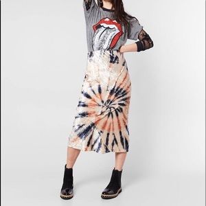 Free People tie dye velvet skirt